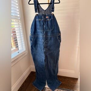 Vintage Dickies Denim Overalls Men’s 44x32 USA Made Workwear Carpenter Bibs
